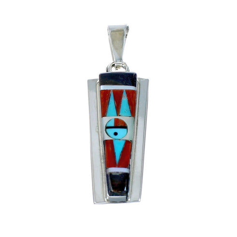 Zuni Multicolor Inlay Sterling Silver Sun Pendant NX11701